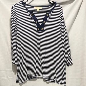 Michael Kors Navy and White Striped Blouse